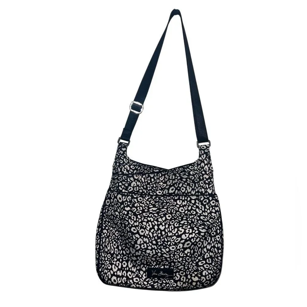 Vera Bradley Black White Leopard Print Quilted Crossbody Bag Adjustable Strap - Picture 1 of 13
